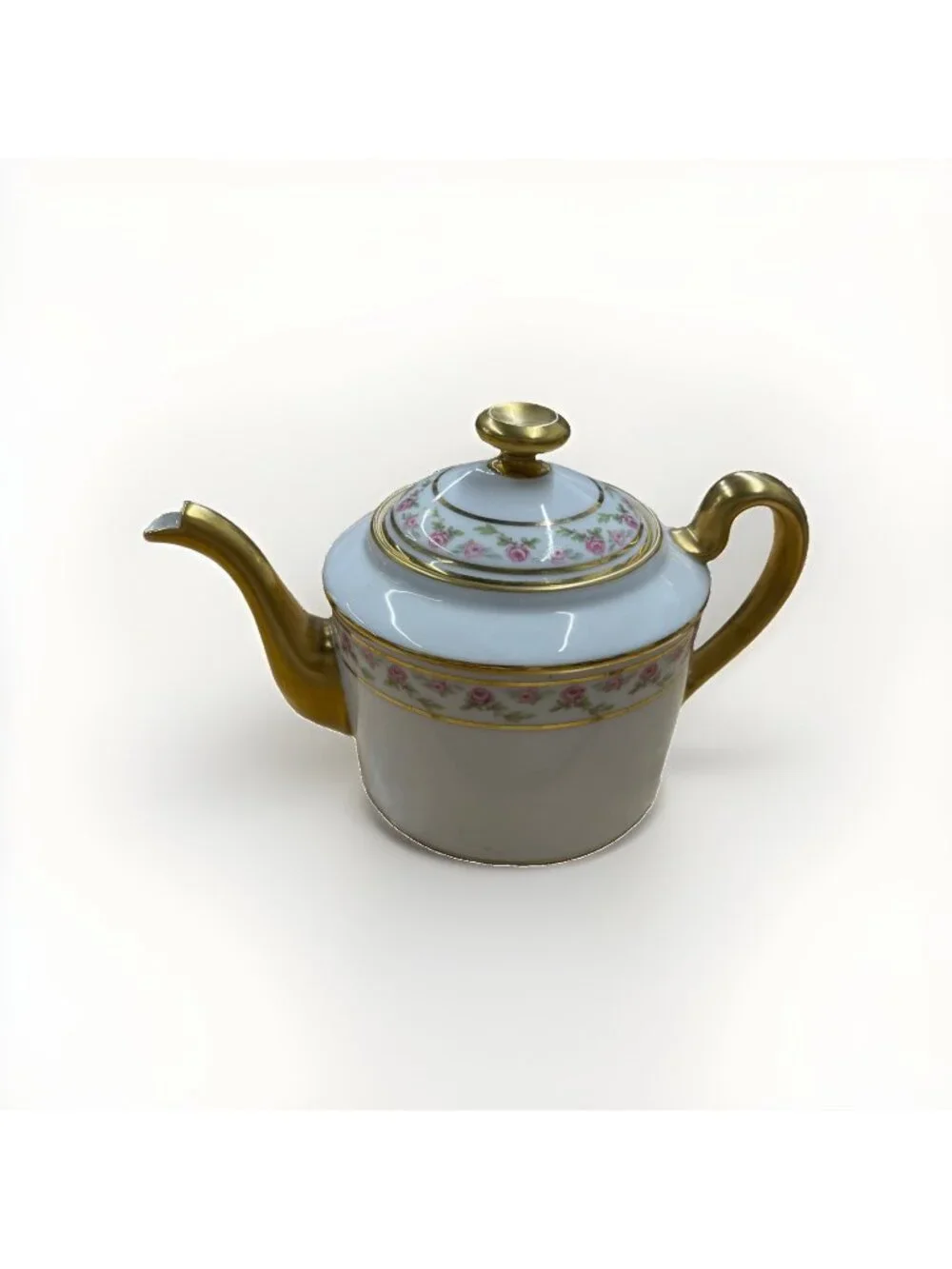 Antique Limoges W.G. & Co William Guerin Teapot Pink Roses Gold Trim France